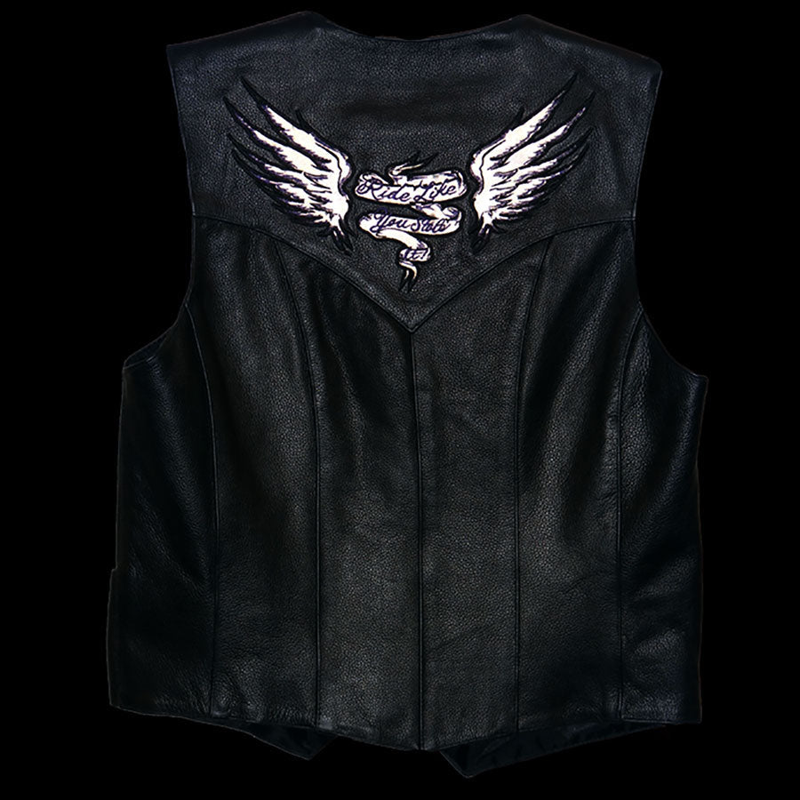 Milwaukee Leather ML1294 Ladies Black ‘Ride Like You Stole It’ Embroidered Vest