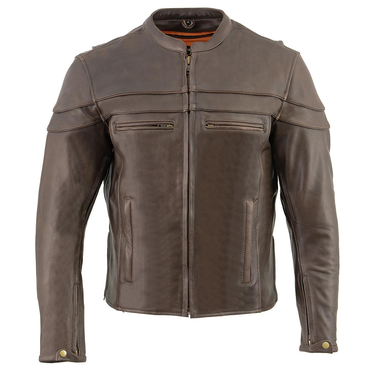 Milwaukee Leather ML1408RT Men's Retro Brown 'Savage' Sporty Crossover Retro Leather Jacket