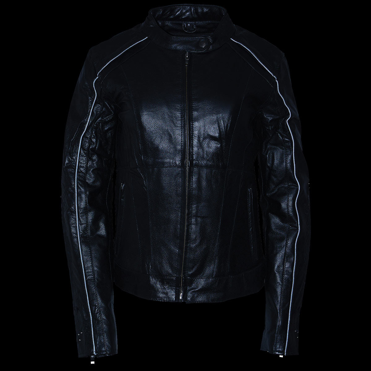 Milwaukee Leather X1952 Women's Embroidered Wing and Stud Design Black Leather Scooter Jacket