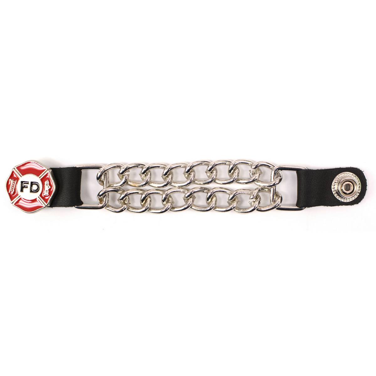 Milwaukee Leather Fire Department Medallion Vest Extender - Double Chrome Chains Genuine Leather 6.5" Extension MLA1012-Single