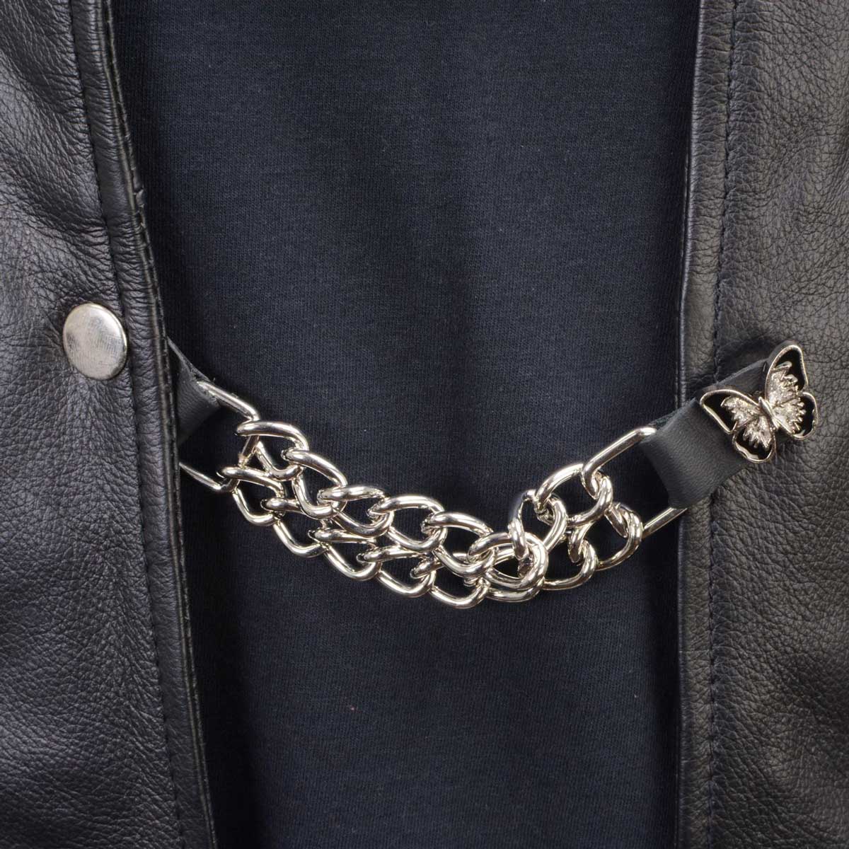 Vest Extenders Cross Leather Motorcycle For Men Biker Double