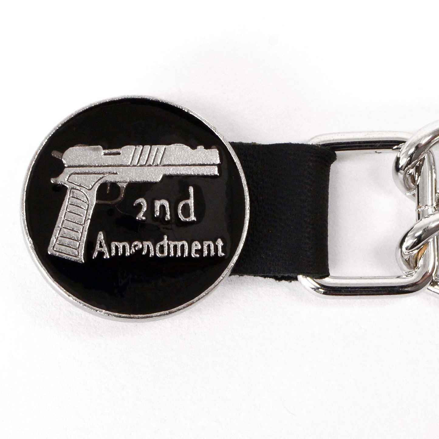 Milwaukee Leather 2nd Amendment Medallion Vest Extender - Double Chrome Chains Genuine Leather 6.5" Extension MLA1027-Single