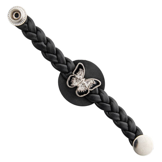 Milwaukee Leather Sparkle Butterfly Medallion Vest Extender Genuine Leather Braided Strap 6.5" Extension MLA1068-Single