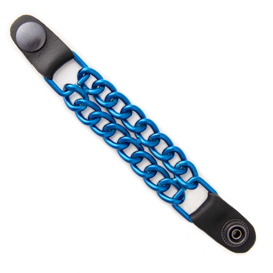 Vest extender blue metal braid with black snaps on each end