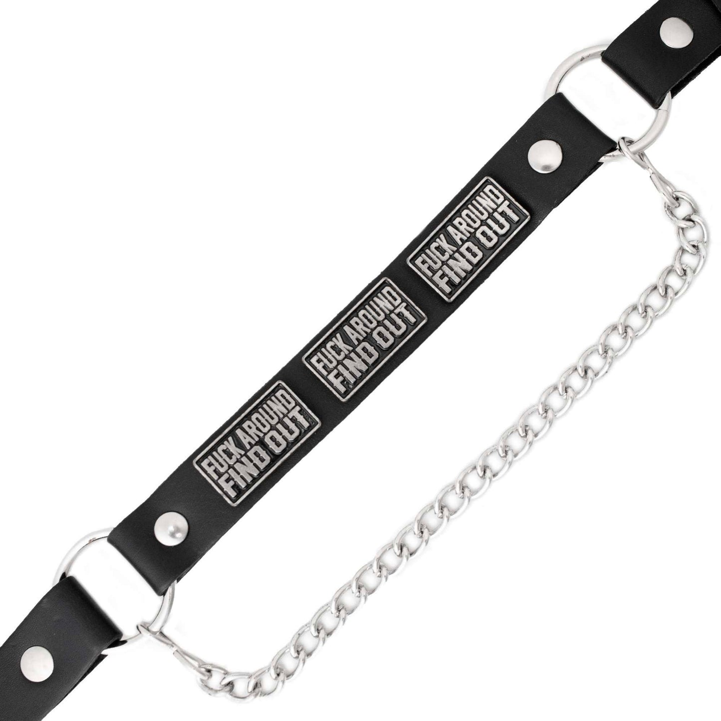 Milwaukee Leather Motorcycle Boot Chain – Silver Chain & Buckle, F‑Around – Find Out Text Accent - ML3009
