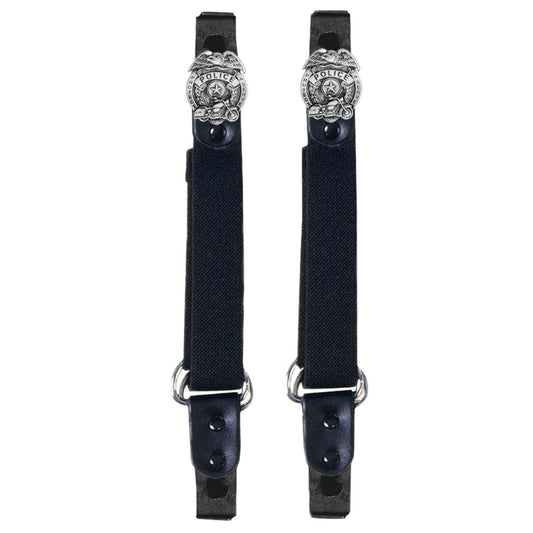 Milwaukee Leather MLA4015 Police Badge Motorcycle Biker Elastic Bungee Clips for Chaps or Pants (Set of 2)