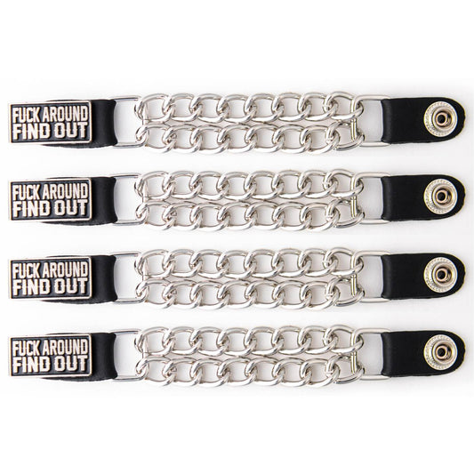 Milwaukee Leather 4-Piece Vest Extender Set - FAFO, Double Chrome Chains, 4-Inch-MLA6030SET