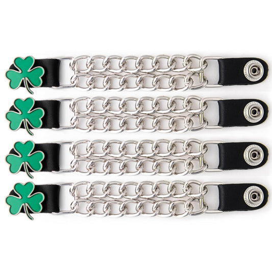 Milwaukee Leather 4-Piece Vest Extender Set - 3 Leaf Clover, Double Chrome Chains, 4-Inch-MLA6035SET