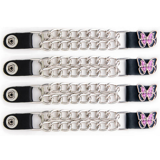 Milwaukee Leather 4-Piece Vest Extender Set - Purple Butterfly, Double Chrome Chains, 4-Inch-MLA6037SET