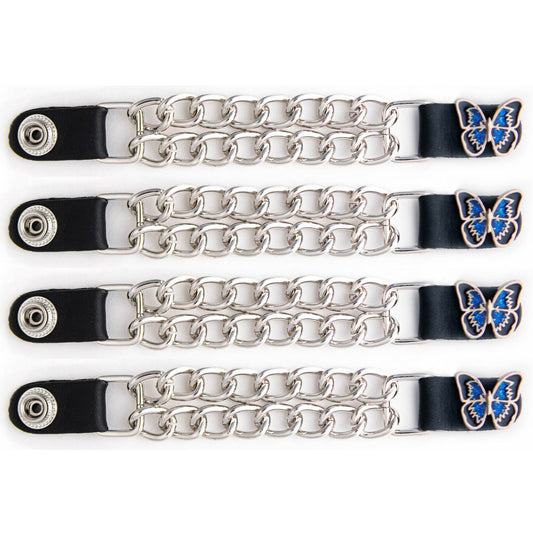 Milwaukee Leather 4-Piece Vest Extender Set - Blue Butterfly, Double Chrome Chains, 4-Inch-MLA6039SET