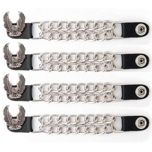 Milwaukee Leather 4-Piece Vest Extender Set - Eagle With Wings, Double Chrome Chains, 4-Inch-MLA6046SET