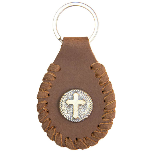 Milwaukee Leather Black Circle Cross Pewter Emblem Key Chain - MLA9517