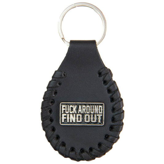 Milwaukee Leather Black F Around Find Out Pewter Emblem Key Chain - MLA9519