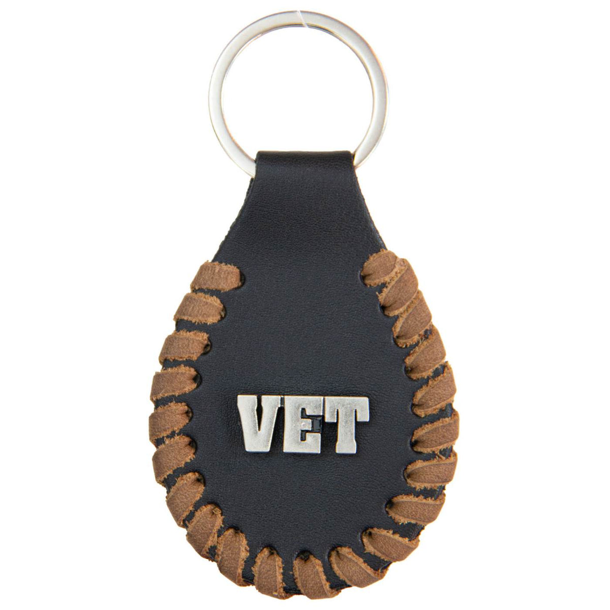 Milwaukee Leather Black and Brown VET Pewter Emblem Key Chain - MLA9520