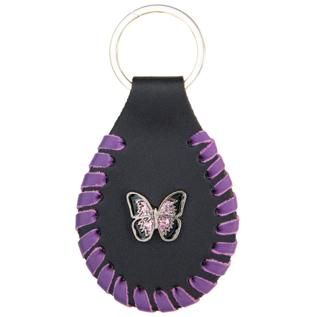 Milwaukee Leather Black and Purple Butterfly Pewter Emblem Key Chain - MLA9522