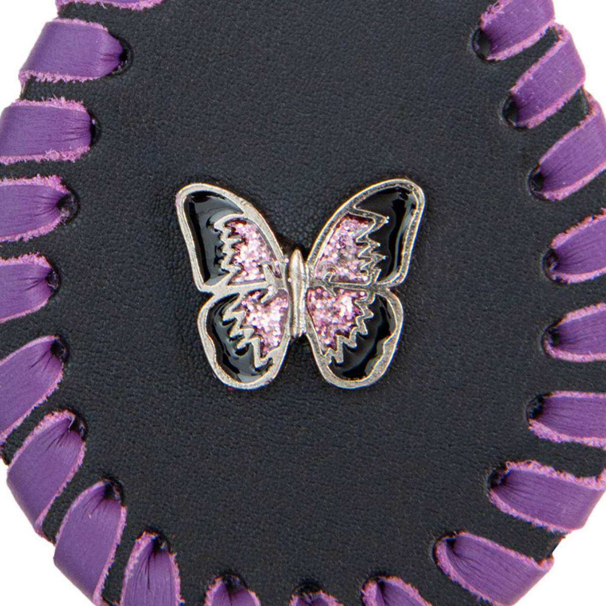 Milwaukee Leather Black and Purple Butterfly Pewter Emblem Key Chain - MLA9522
