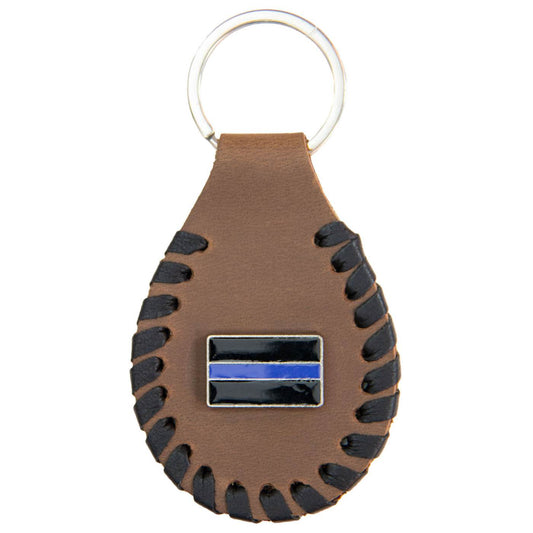 Milwaukee Leather Black -Thin Blue Line Pewter Emblem Key Chain - MLA9524