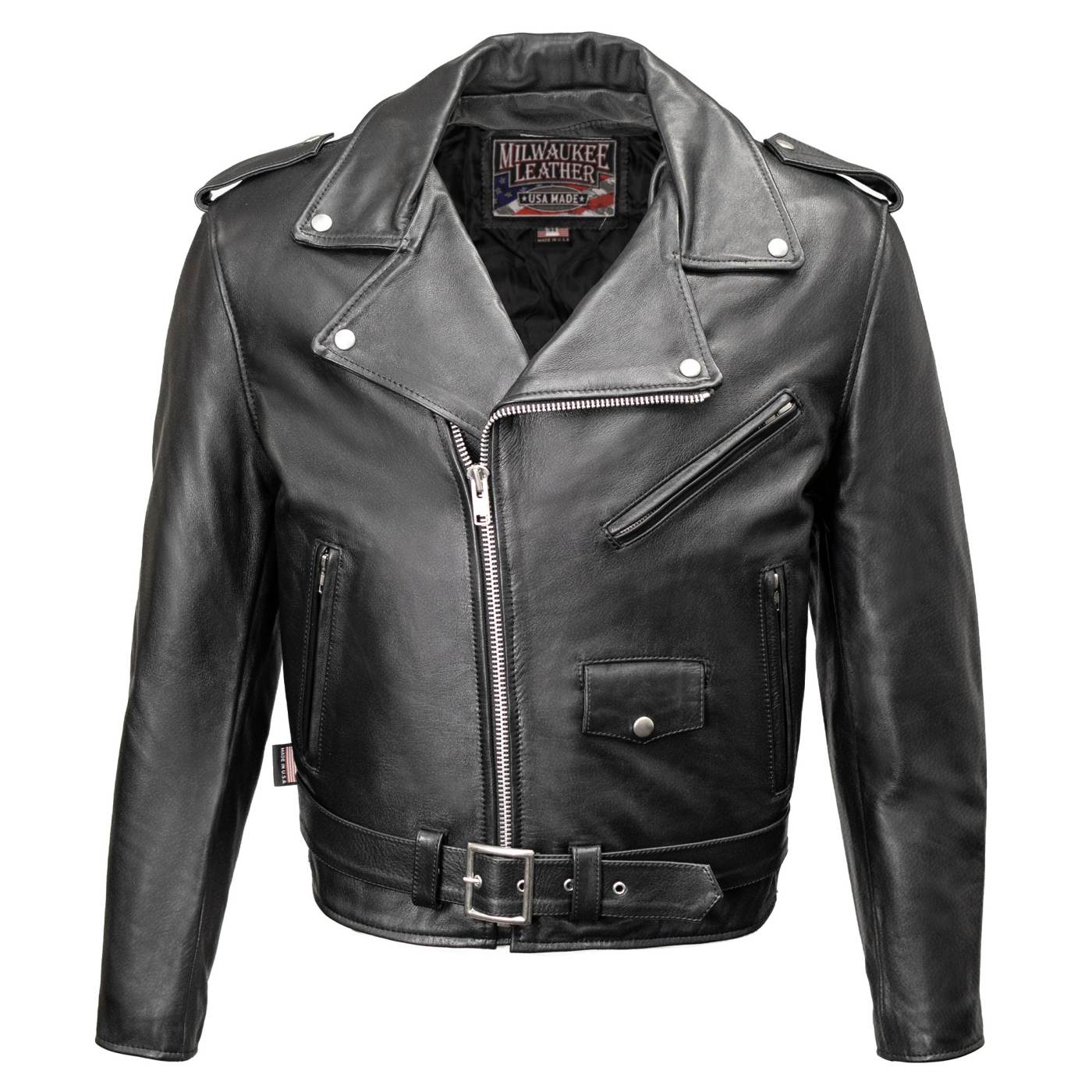 Milwaukee Leather USA MADE MLJKM5009 Men's Black The Dean Premium Leather Throwback Motorcycle Jacket