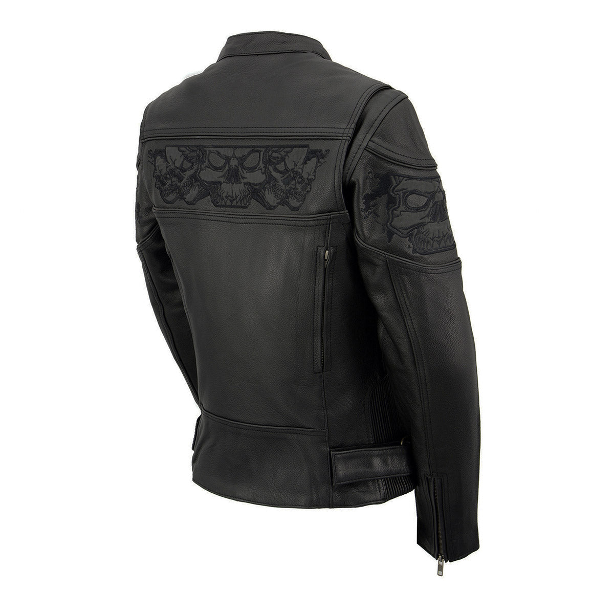 Milwaukee Leather MLL2540 Women's Crossover Black Leather Scooter Jacket Reflective Skull Graphic