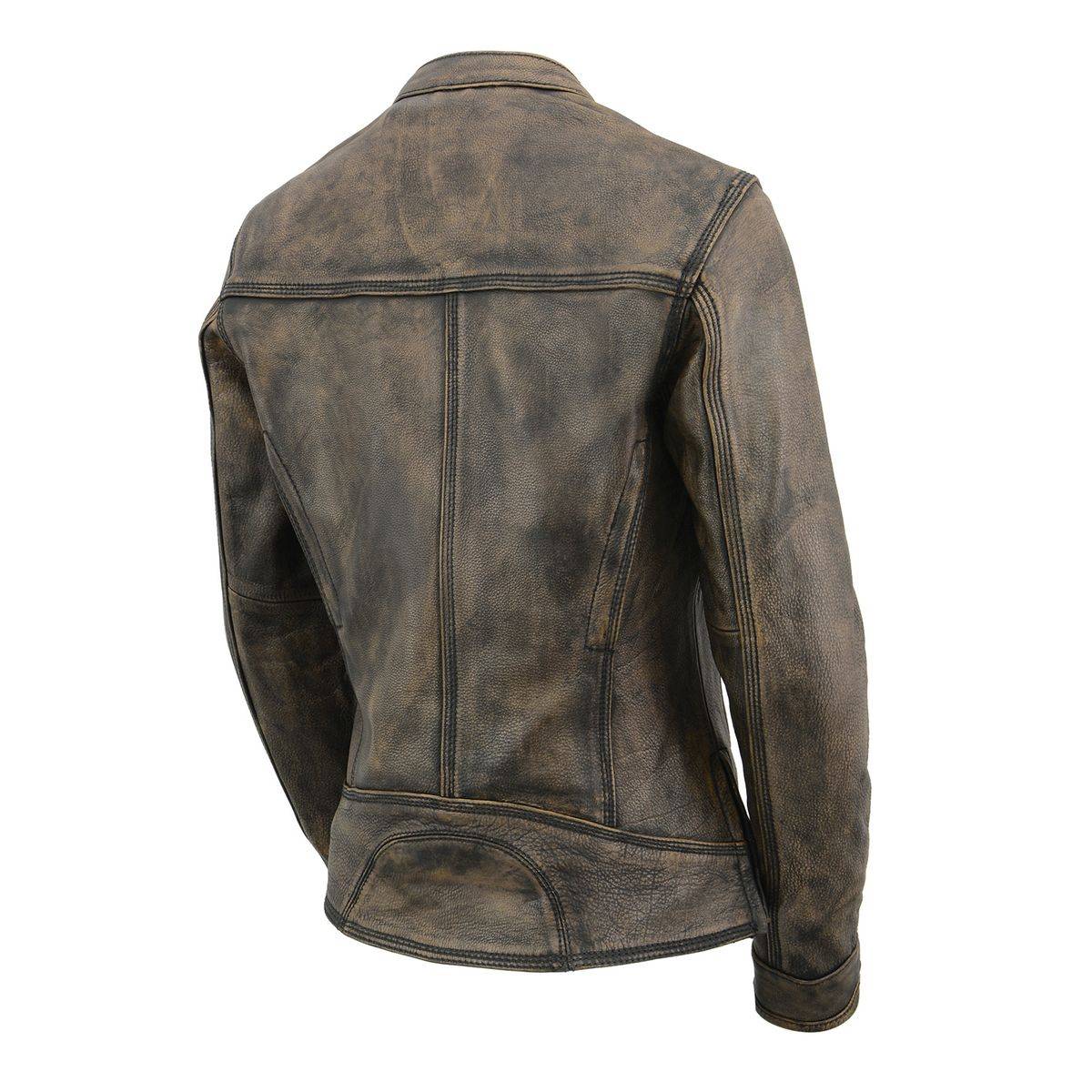 Milwaukee Leather MLL2550 Women's Scooter Distressed Brown Leather Vented Motorcycle Jacket