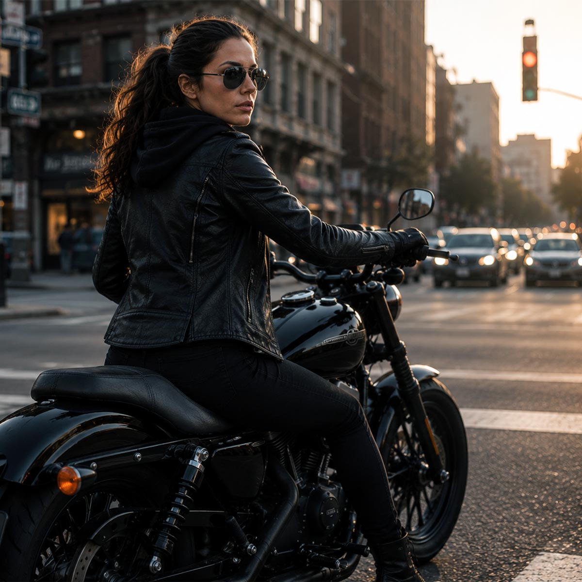 Milwaukee Leather Women’s Galactica Black Leather Vented Motorcycle Jacket with Removable Hoodie - MLL2575