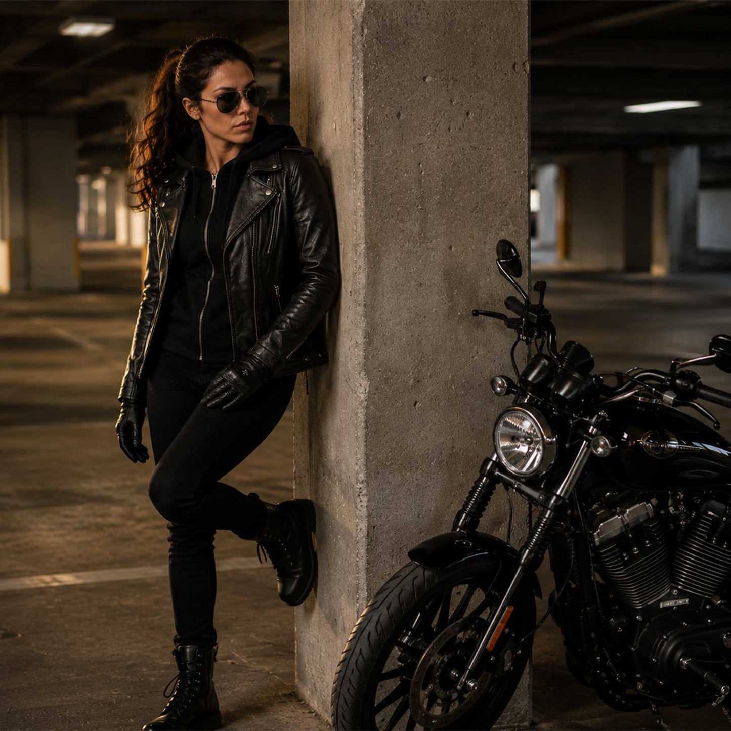 Milwaukee Leather Women’s Galactica Black Leather Vented Motorcycle Jacket with Removable Hoodie - MLL2575