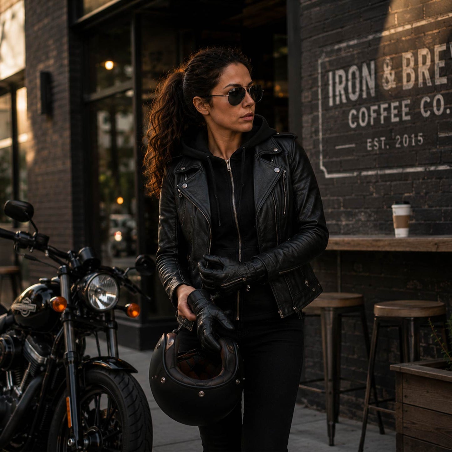 Milwaukee Leather Women’s Galactica Black Leather Vented Motorcycle Jacket with Removable Hoodie - MLL2575