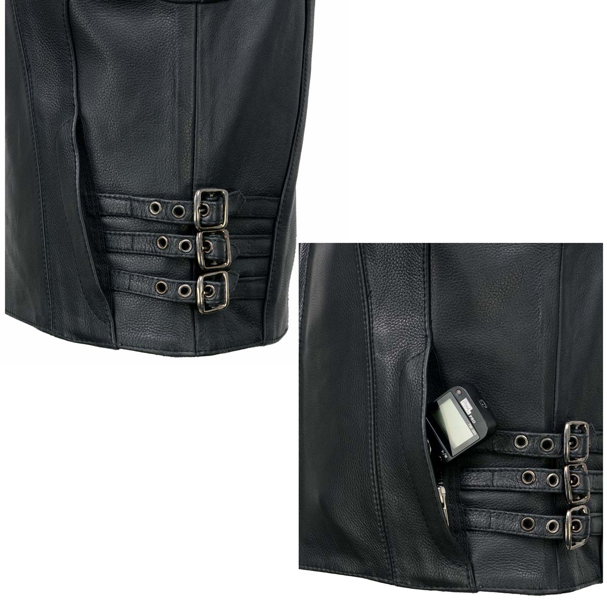 Milwaukee Leather MLL4510 Women's Premium Black Leather Motorcycle Rider Vest w/ Adjustable Side Buckle Black / X-Small