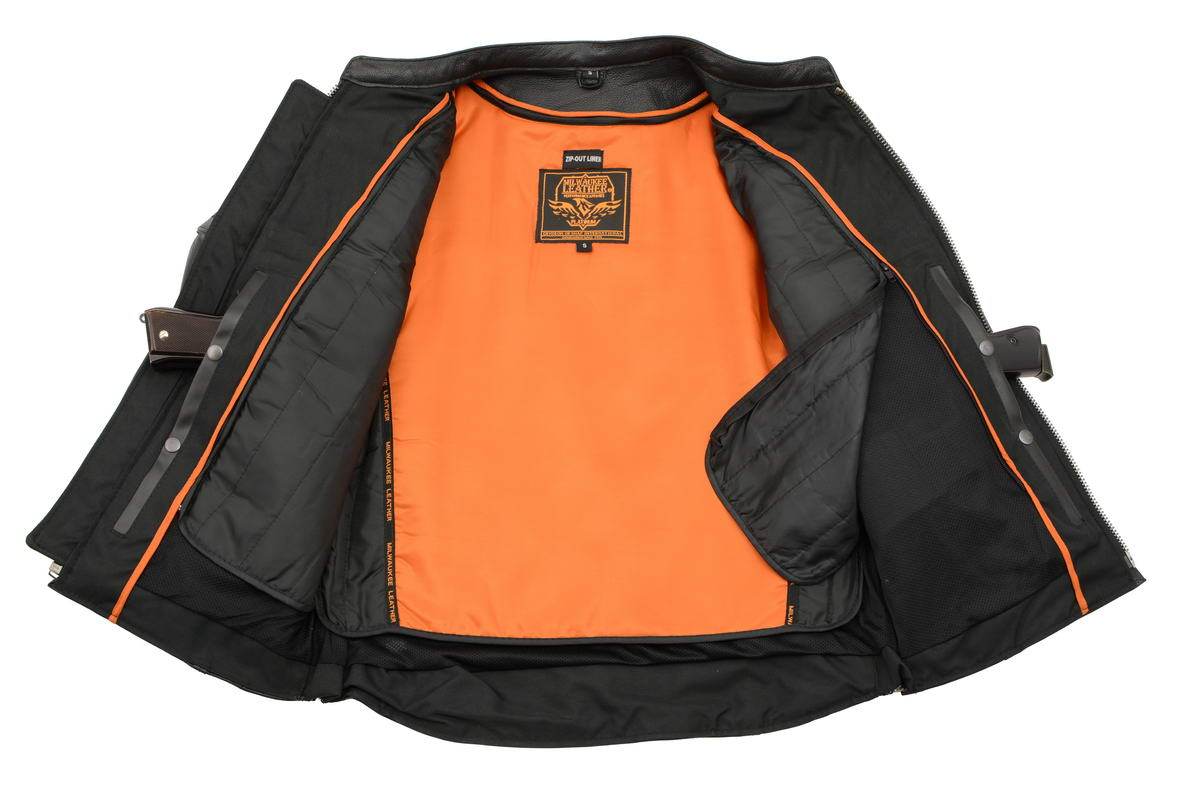 Milwaukee Leather MLM1501 Men's Reflective Skulls Premium Black Leather Motorcycle Jacket w/ Cool-Tec Treatement