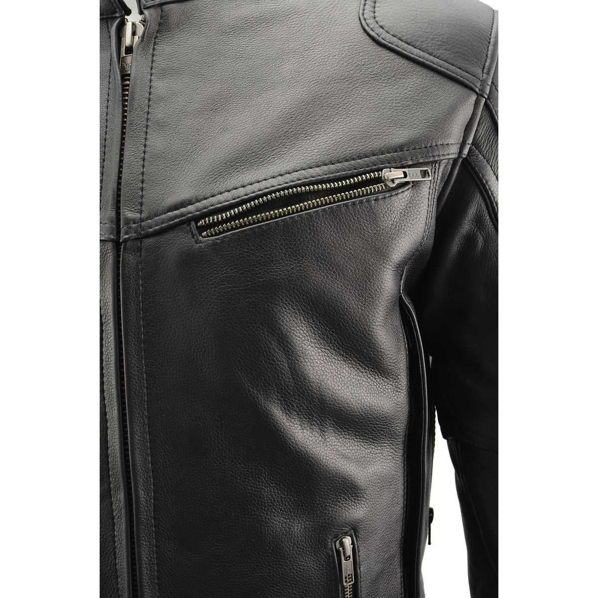 Milwaukee Leather MLM1502 Men's Black Premium Leather Vented Motorcycle Biker Jacket w/ Cool-Tec Leather Treatment Tech