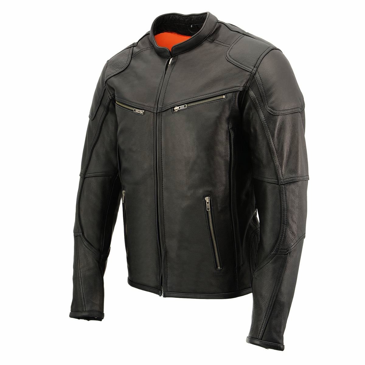 Milwaukee Leather MLM1502 Men's Black Premium Leather Vented Motorcycle Biker Jacket w/ Cool-Tec Leather Treatment Tech