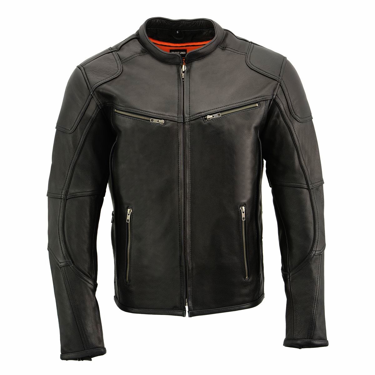 Milwaukee Leather MLM1502 Men's Black Premium Leather Vented Motorcycle Biker Jacket w/ Cool-Tec Leather Treatment Tech