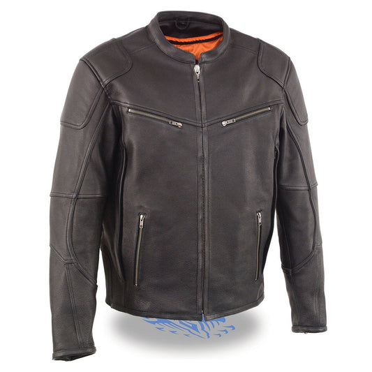 Milwaukee Leather MLM1502 Men's Black Premium Leather Vented Motorcycle Biker Jacket w/ Cool-Tec Leather Treatment Tech