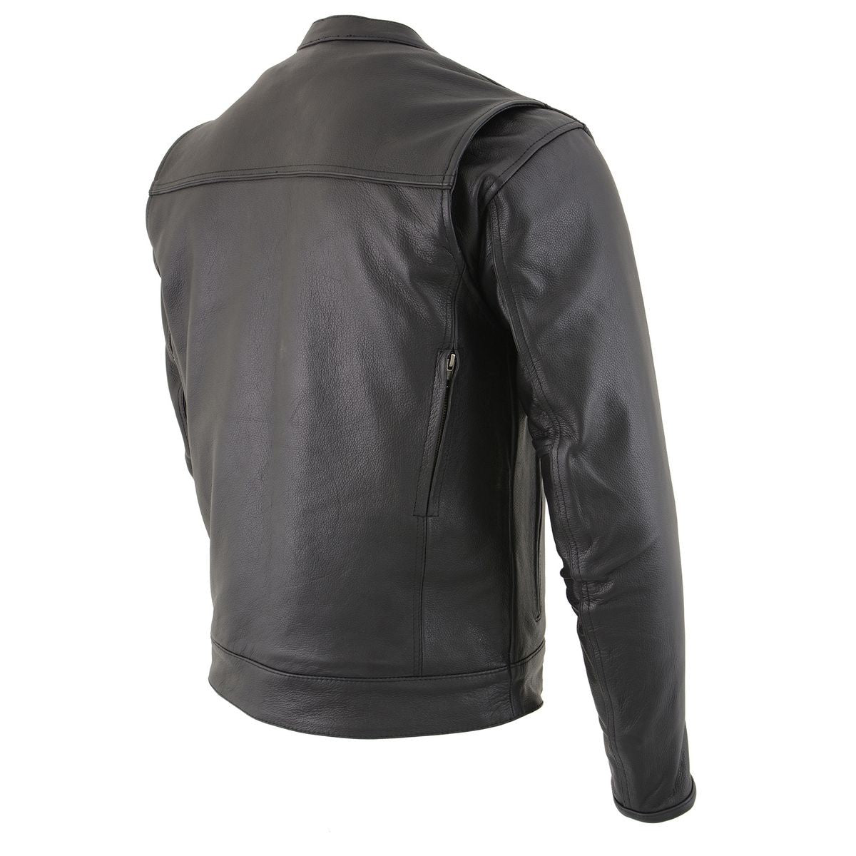 Milwaukee Leather MLM1506 Men's 'Cool-Tec' Black Real Leather Scooter Style Motorcycle Jacket with Utility Pockets