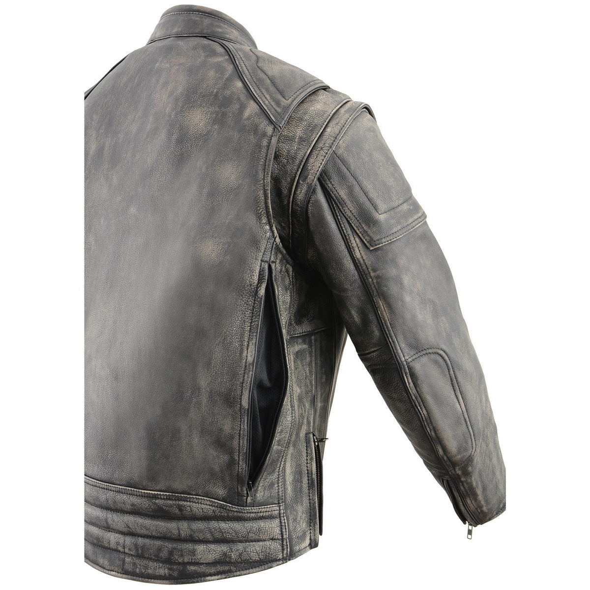 Milwaukee Leather MLM1509 Men's Distressed Brown ‘2 in 1’ Leather Jacket with Zip-Off Sleeves