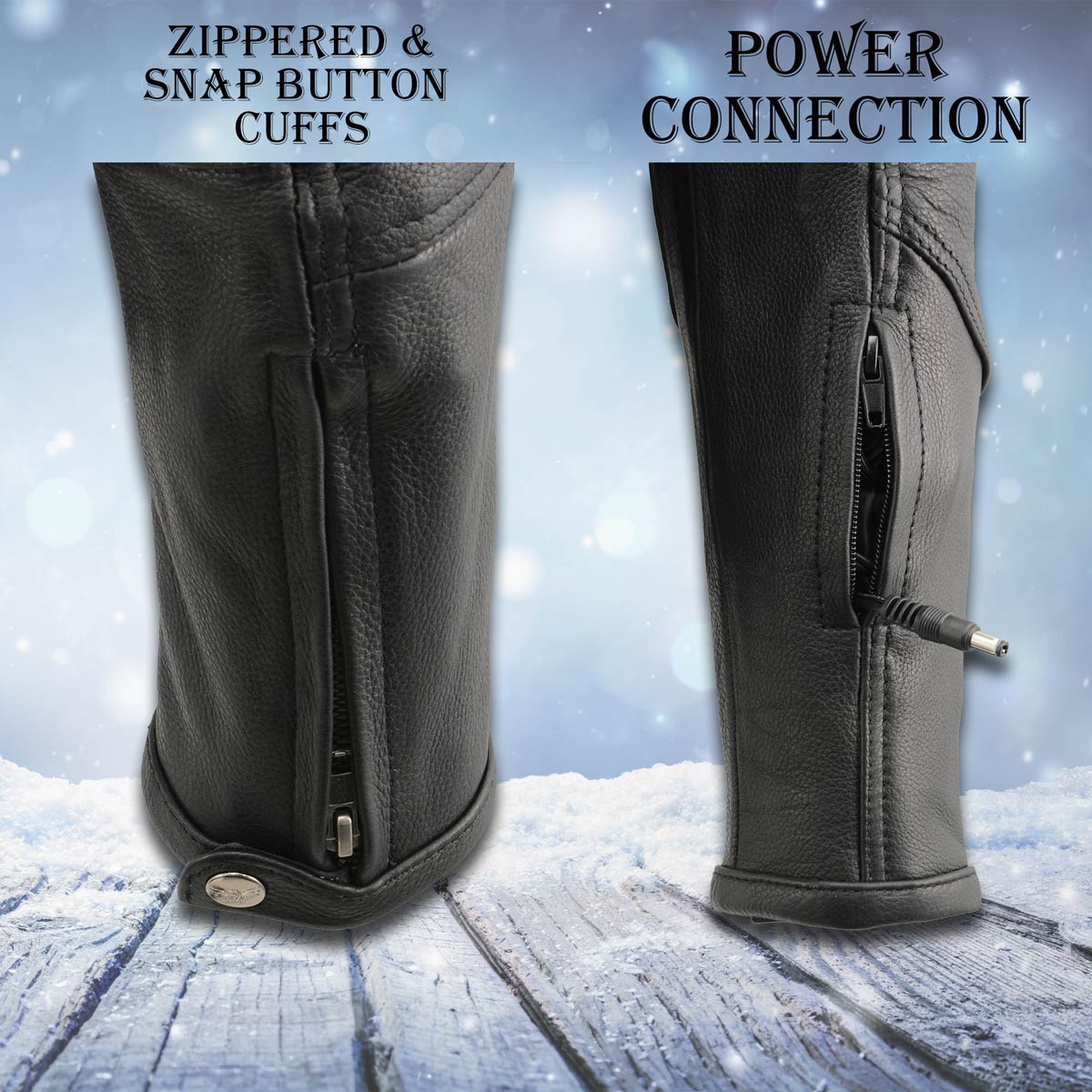 Milwaukee Leather MLM1514SET All Season Black Premium Leather Motorcycle Riders Jacket w/ Heated and Cool-Tec Technology