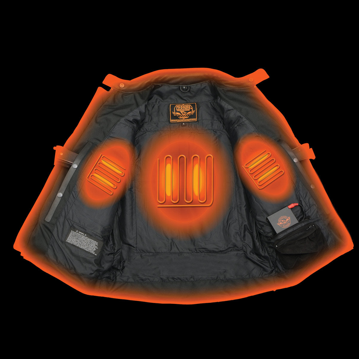 Milwaukee Leather MLM1514SET All Season Black Premium Leather Motorcycle Riders Jacket w/ Heated and Cool-Tec Technology