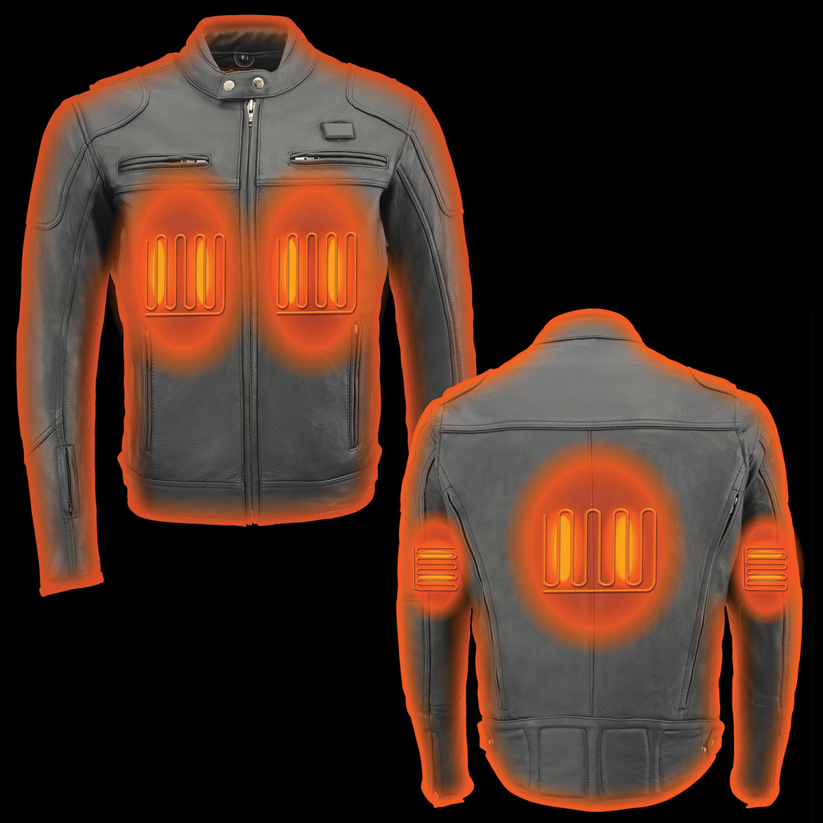 Milwaukee Leather MLM1514SET All Season Black Premium Leather Motorcycle Riders Jacket w/ Heated and Cool-Tec Technology