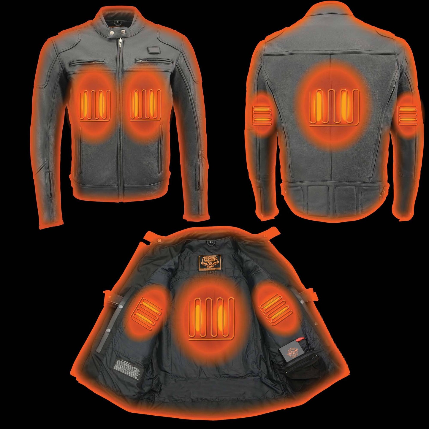 Milwaukee Leather MLM1526 Men's Stay Cool Black Premium Leather Sporty Motorcycle Jacket w/ Cool-Tec Leather Treatement