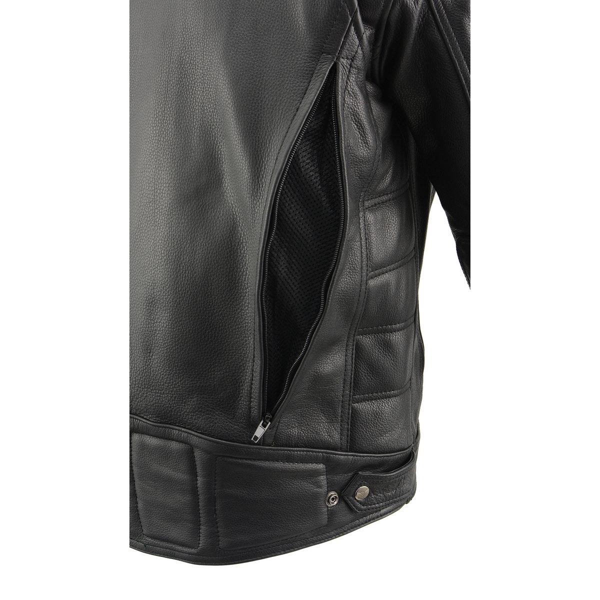 Milwaukee Leather MLM1514SET All Season Black Premium Leather Motorcycle Riders Jacket w/ Heated and Cool-Tec Technology