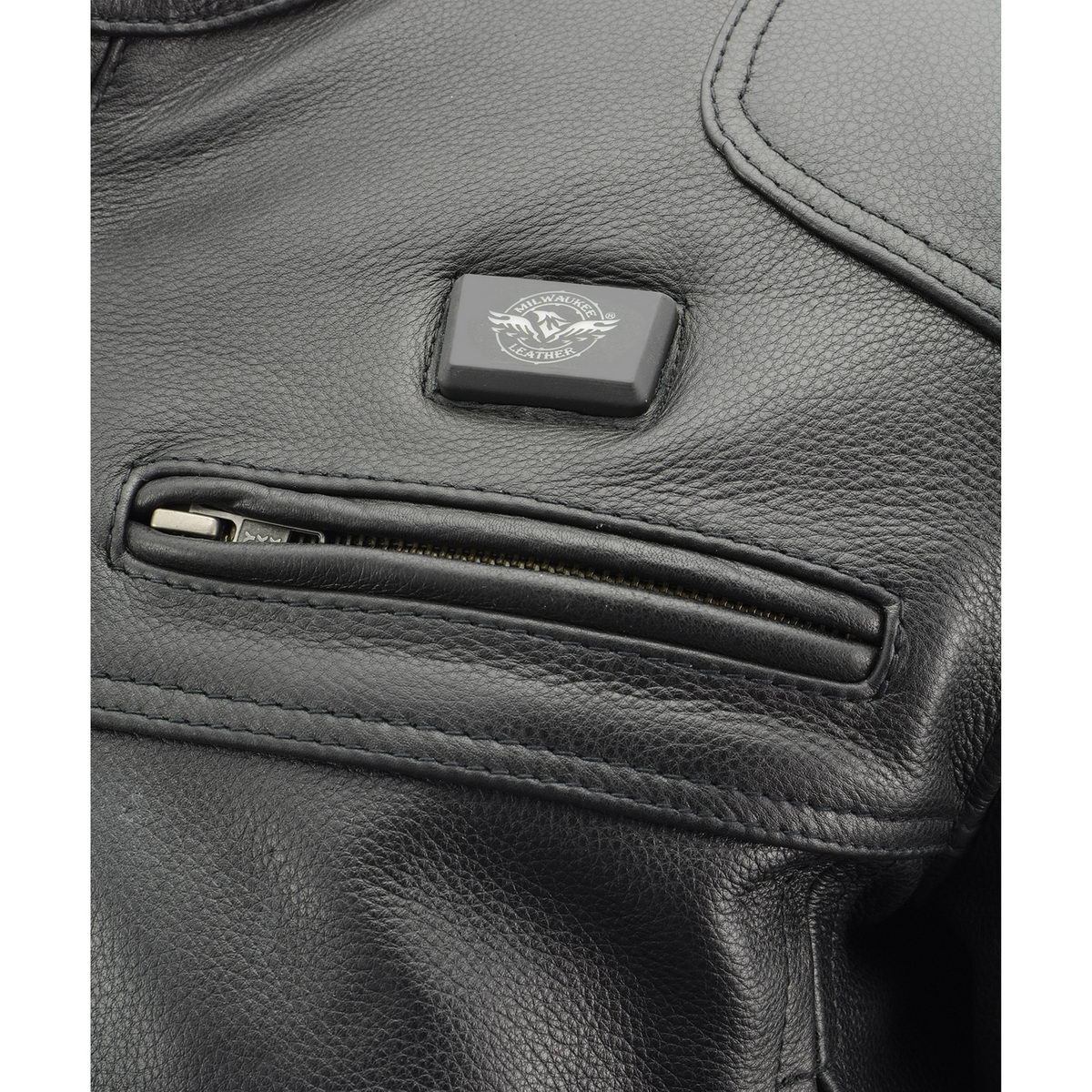 Milwaukee Leather MLM1514SET All Season Black Premium Leather Motorcycle Riders Jacket w/ Heated and Cool-Tec Technology