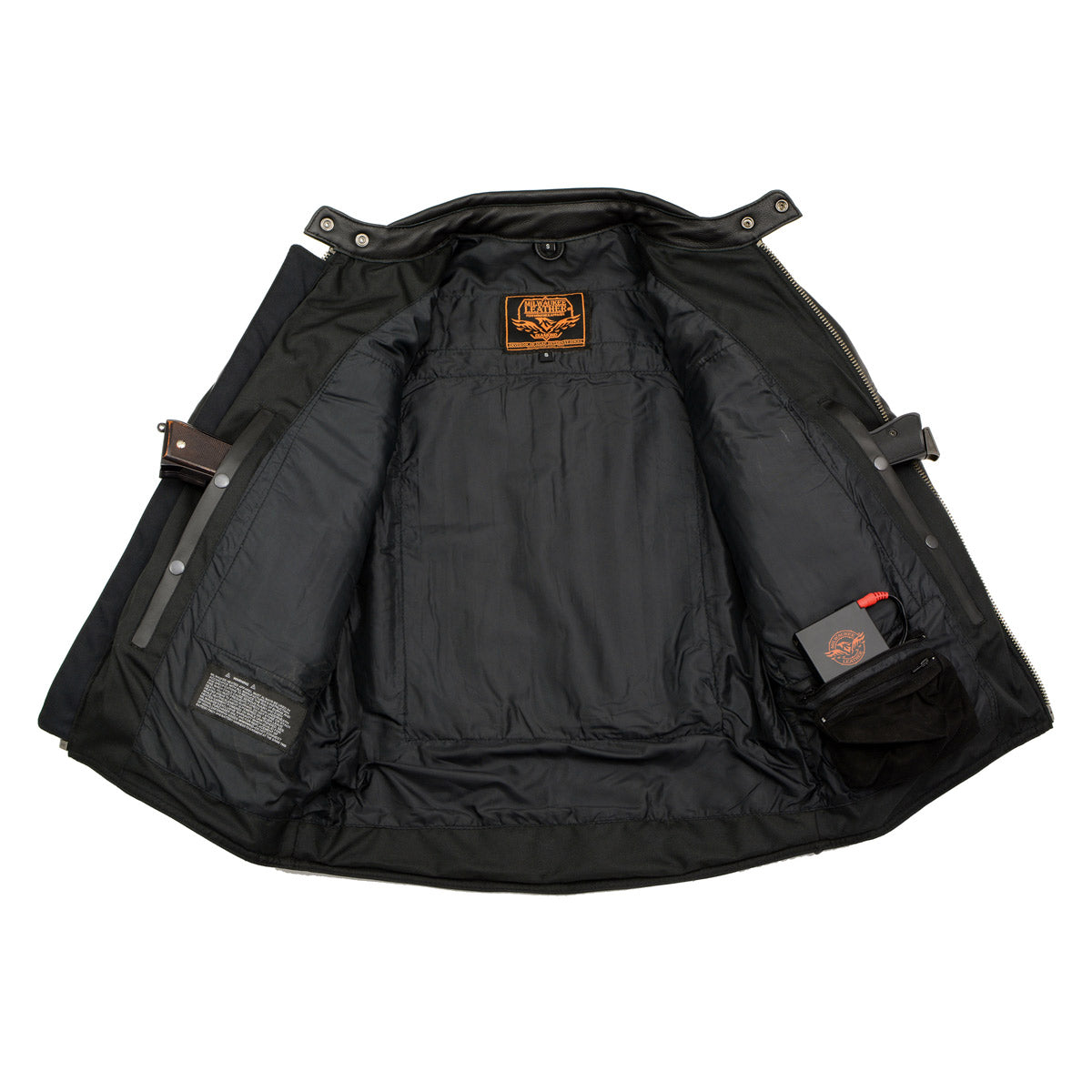 Milwaukee Leather MLM1514SET All Season Black Premium Leather Motorcycle Riders Jacket w/ Heated and Cool-Tec Technology