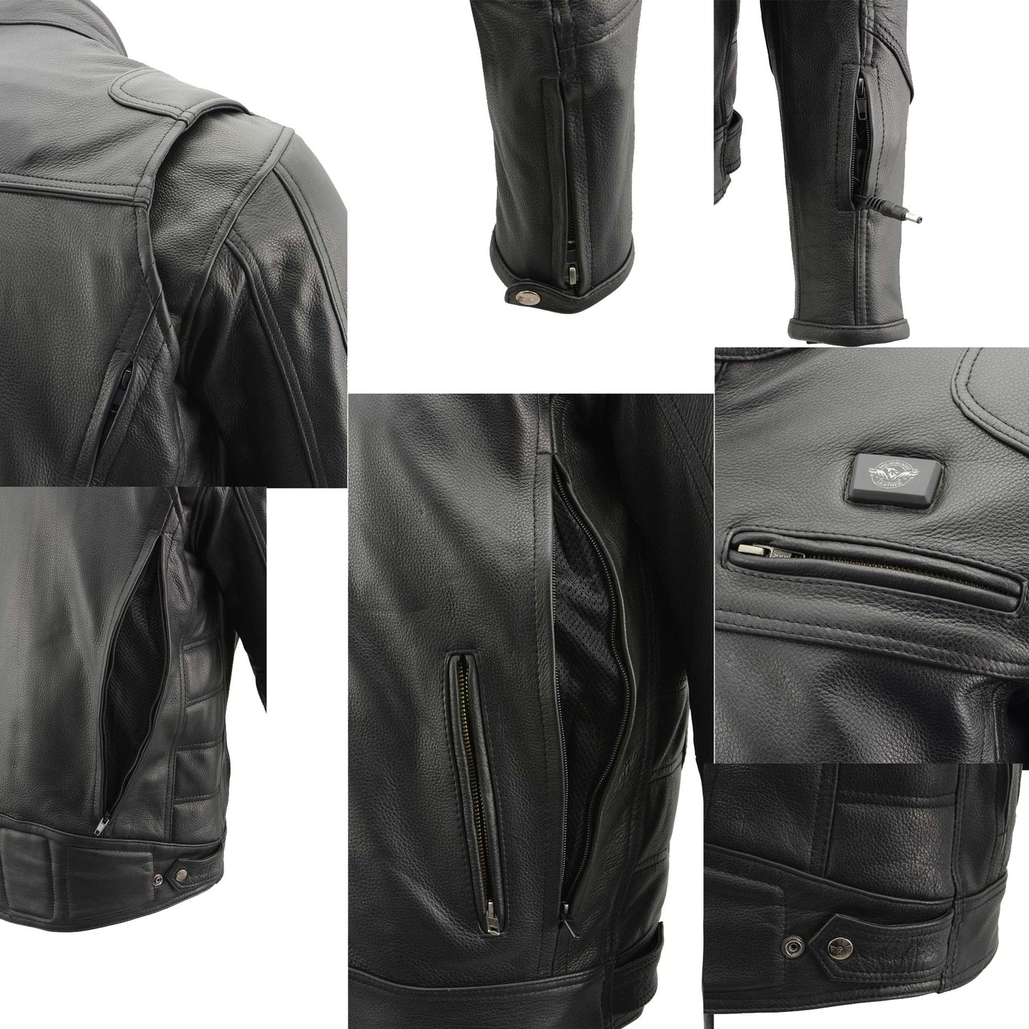 Milwaukee Leather MLM1526 Men's Stay Cool Black Premium Leather Sporty Motorcycle Jacket w/ Cool-Tec Leather Treatement