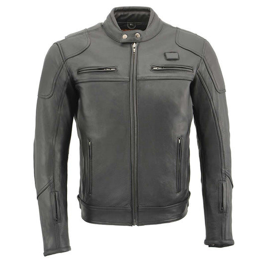 Milwaukee Leather MLM1526 Men's Stay Cool Black Premium Leather Sporty Motorcycle Jacket w/ Cool-Tec Leather Treatement