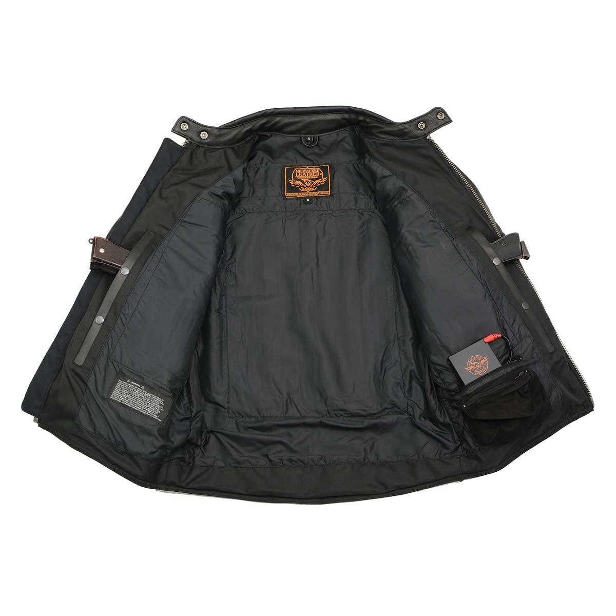 Milwaukee Leather MLM1526 Men's Stay Cool Black Premium Leather Sporty Motorcycle Jacket w/ Cool-Tec Leather Treatement