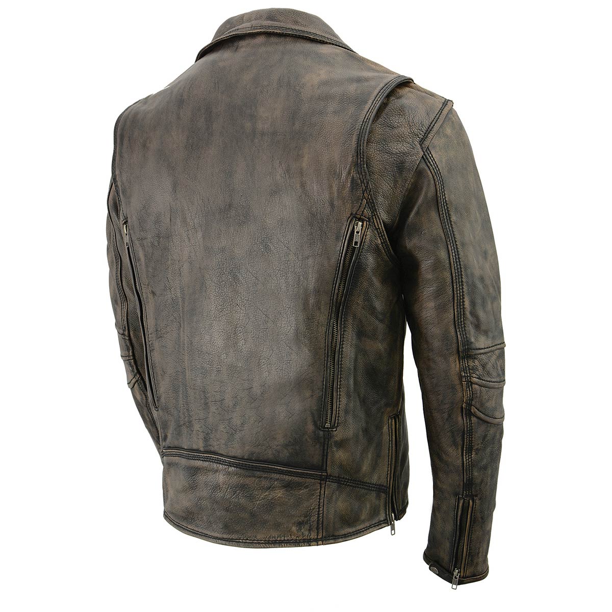 Milwaukee Leather MLM1515 Men's Distressed Brown 'Triple Stitched' Beltless Motorcycle Leather Jacket