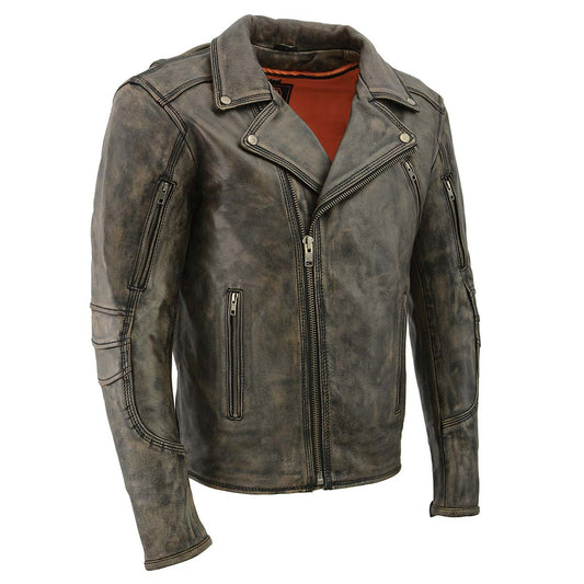 Milwaukee Leather MLM1515 Men's Distressed Brown 'Triple Stitched' Beltless Motorcycle Leather Jacket