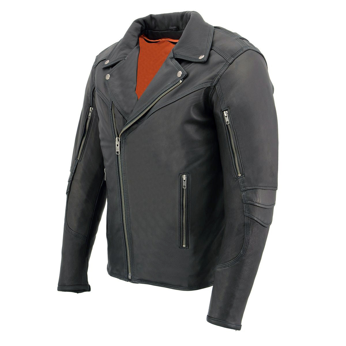 Milwaukee Leather MLM1516 Black Real Leather Motorcycle Jacket for Men – Vintage Brando Style Biker Jacket