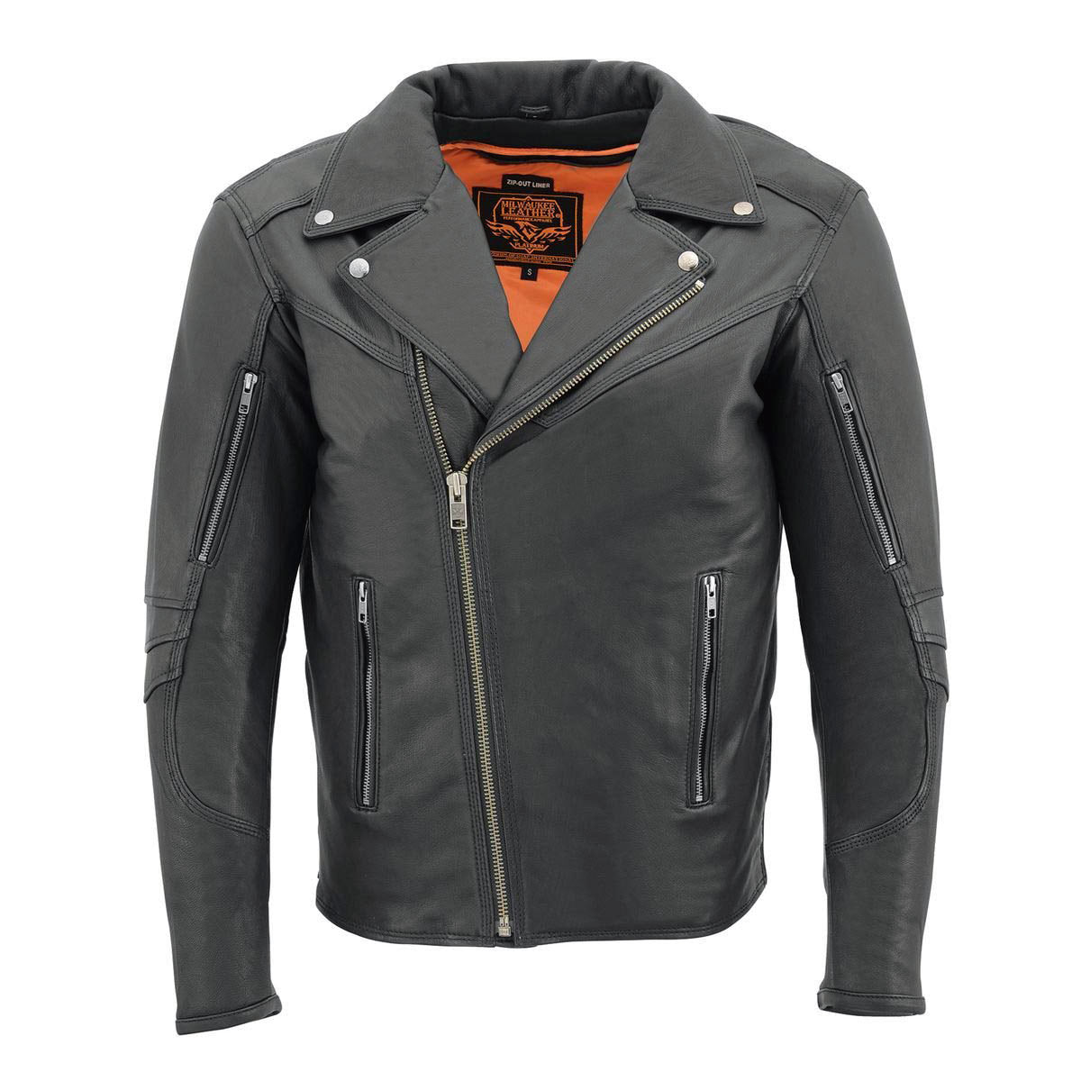 Milwaukee Leather MLM1516 Black Real Leather Motorcycle Jacket for Men – Vintage Brando Style Biker Jacket