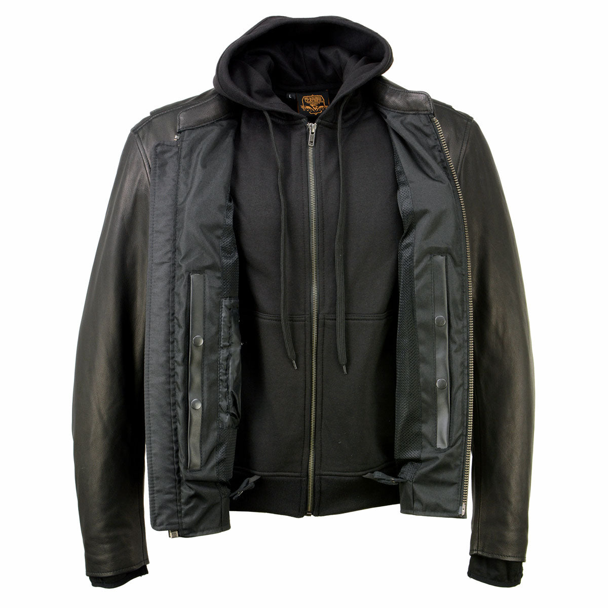 Milwaukee Leather MLM1523 Men's 'Scoundrel' Black Leather Fashion Motorcycle Riding Jacket w/ Removable Hoodie